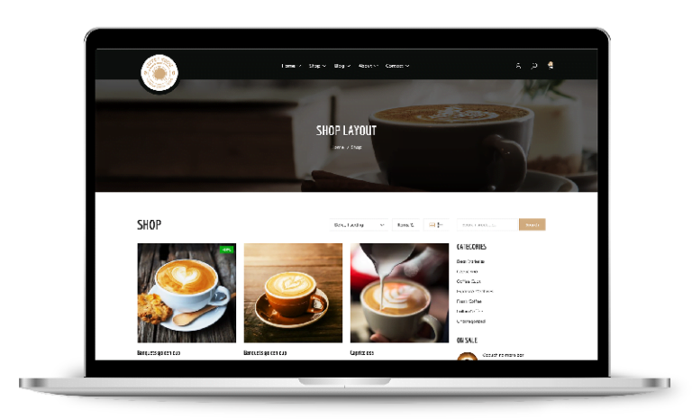 Site Internet pour Barista Lounge-bar Exemple de web design et réalisation de site internet pour un Café Lounge Bar avec commande en ligne, menu, blog