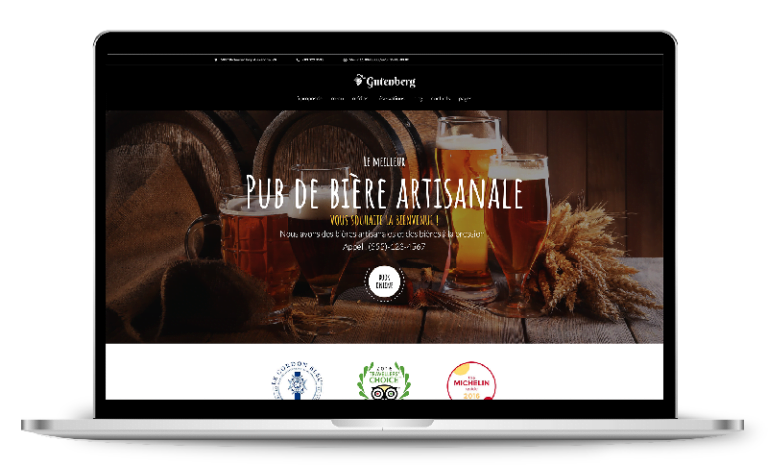 site Pub Bière Artisanale Exemple de web design et réalisation de site internet pour un Pub de bière Artisanale avec menu en ligne, blog