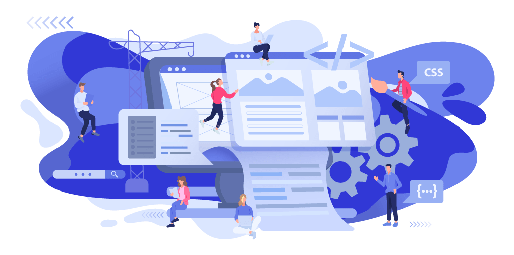 Illustration d'une équipe de web designers proposant des services de conception personnalisée, pour répondre aux besoins spécifiques de ses clients