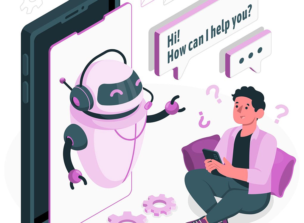 Illustration d'un jeune internaute effectuant une requête auprès d'un chatbot 