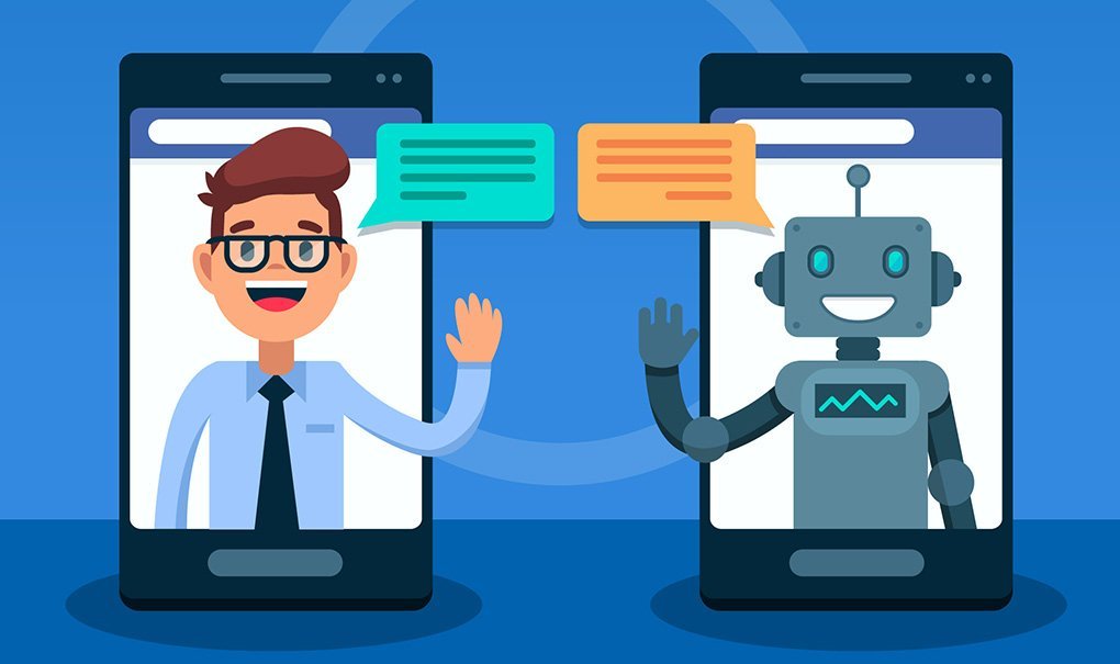 Illustration d'une application rendue plus vivante et conviviale grâce à une communication agréable entre un internaute et un chatbot